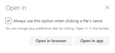 MetaShare's "Open in" dialogue window