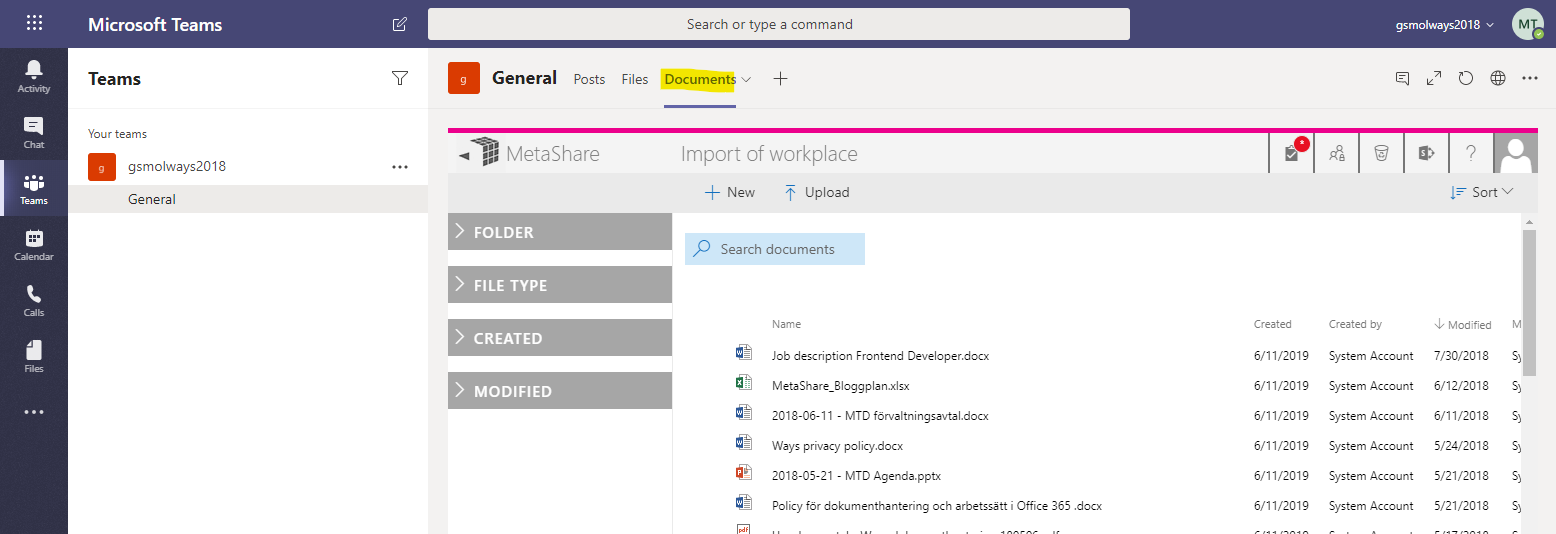 Access MetaShare from Microsoft Teams web app