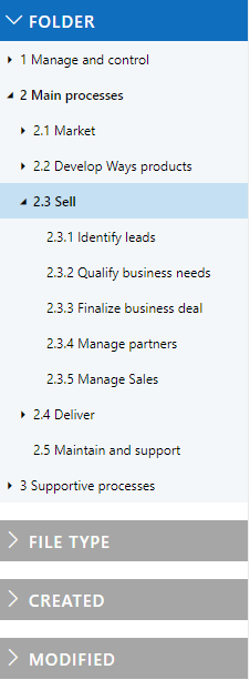 Document folders as document filters