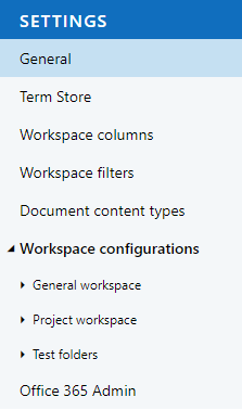 The new left navigation in MetaShare settings