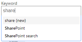Values that start with the typed phrase are shown in the drop-down
