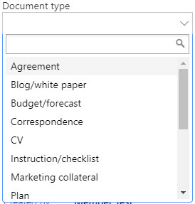 A managed metadata column shown as a drop-down