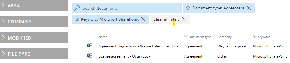 Filter on any managed metadata column