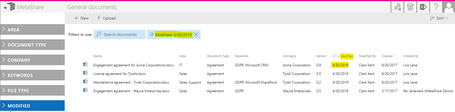 Filter on date columns